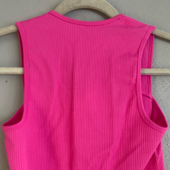 OQQ Dress Size Medium Pink Ribbed Fitted Sexy Square Neck Sleeveless Bodycon - Picture 6 of 7